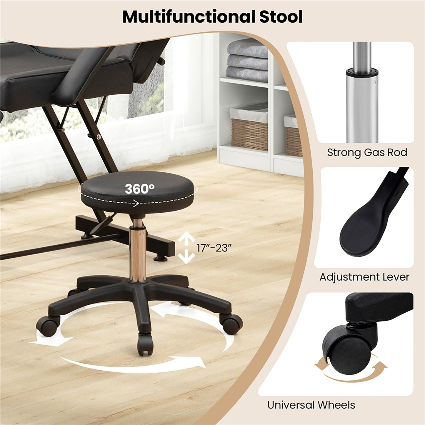 Poltrona per il viso Gymax da 73'' con sgabello idraulico con braccioli staccabili e