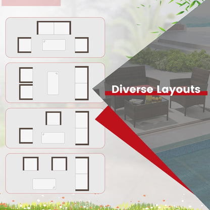 Set di mobili da giardino Gymax da 8 pezzi con cuscini lavabili e vetro temperato