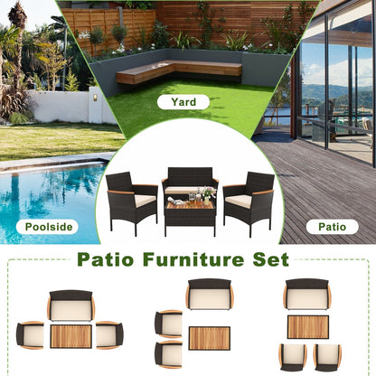 Set di mobili da giardino in rattan da 8 pezzi Gymax Rattan Conversation