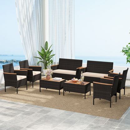 Set di mobili da giardino in rattan da 8 pezzi Gymax Rattan Conversation