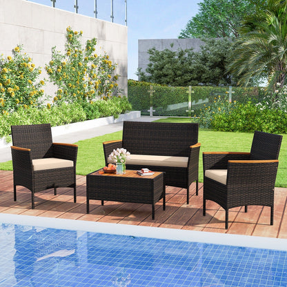 Set di mobili da giardino in rattan da 8 pezzi Gymax Rattan Conversation