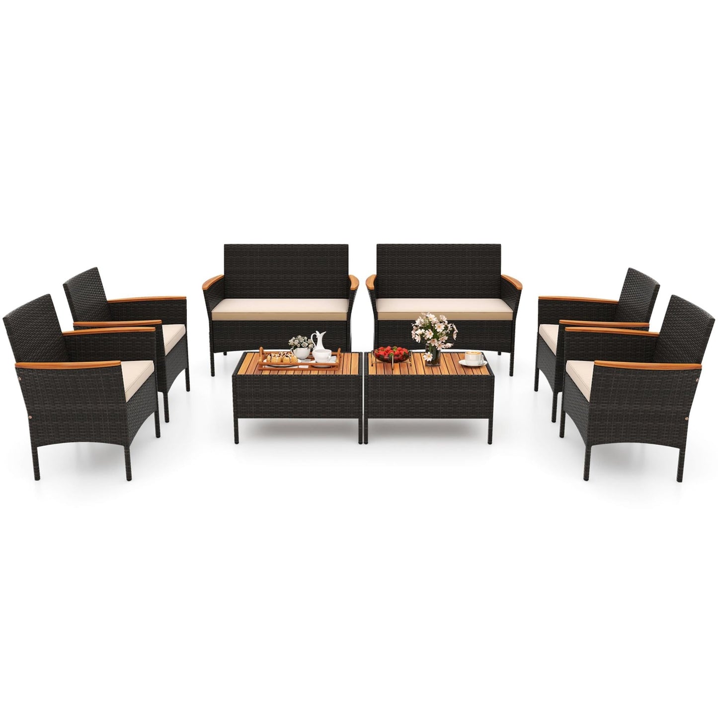 Set di mobili da giardino in rattan da 8 pezzi Gymax Rattan Conversation