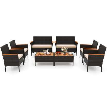 Set di mobili da giardino in rattan da 8 pezzi Gymax Rattan Conversation