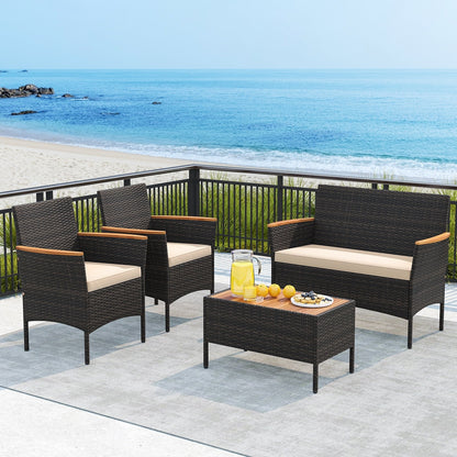 Set di mobili da giardino in rattan da 8 pezzi Gymax Rattan Conversation
