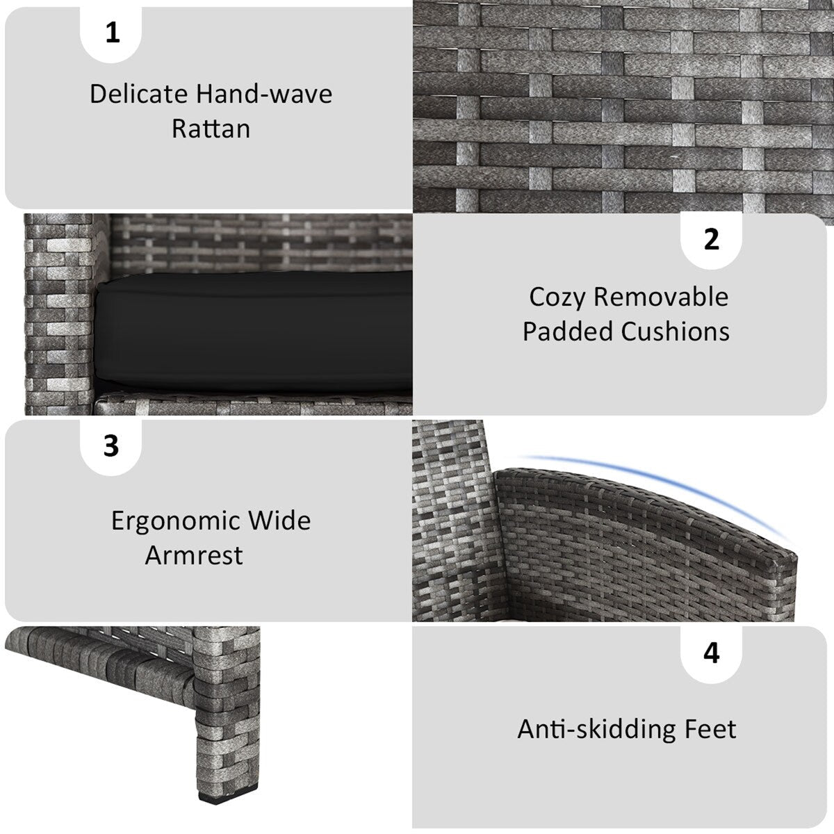 Gymax 8 pezzi set di mobili da conversazione in rattan per esterni da patio con nero