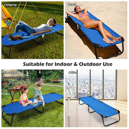 Letto da campeggio pieghevole blu Gymax per esterni, lettino militare per dormire