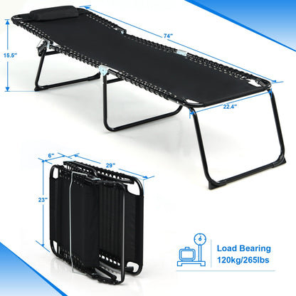 Sedia a sdraio pieghevole da spiaggia Gymax con cuscino a 4 livelli