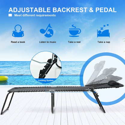 Sedia a sdraio pieghevole da spiaggia Gymax con cuscino a 4 livelli