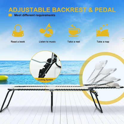 Sedia a sdraio pieghevole da spiaggia Gymax con cuscino a 4 livelli