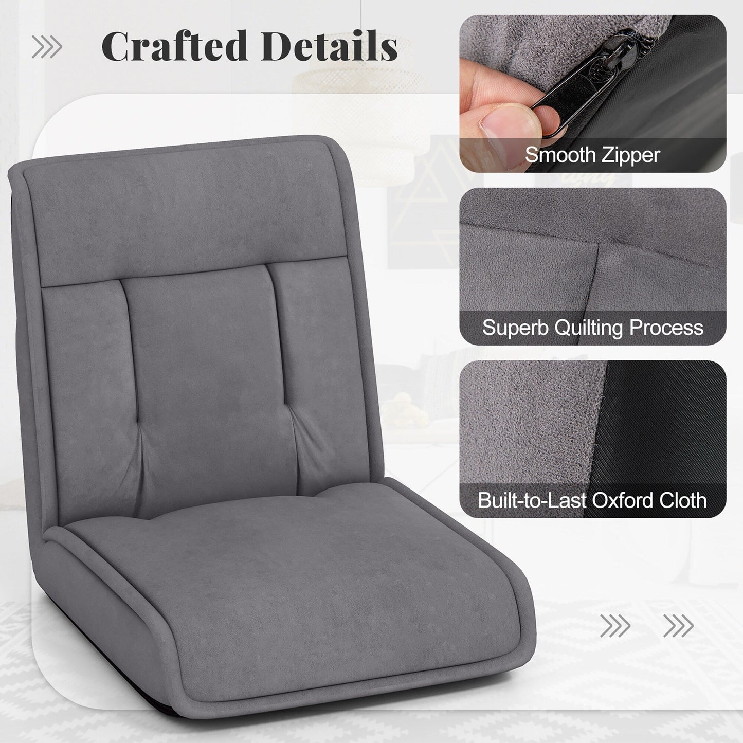 Sedia da pavimento pieghevole Gymax, poltrona trasformabile in divano pigro regolabile