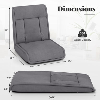 Sedia da pavimento pieghevole Gymax, poltrona trasformabile in divano pigro regolabile