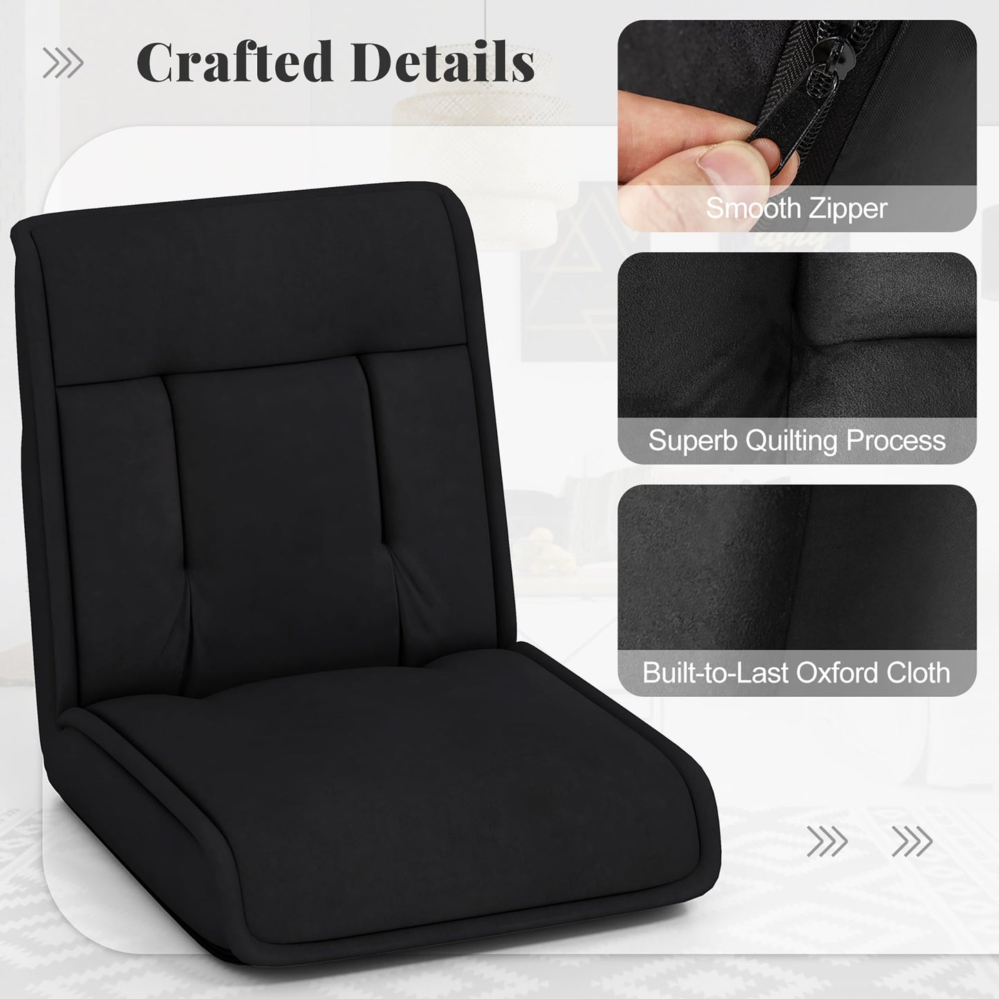 Sedia da pavimento pieghevole Gymax, poltrona trasformabile in divano pigro regolabile