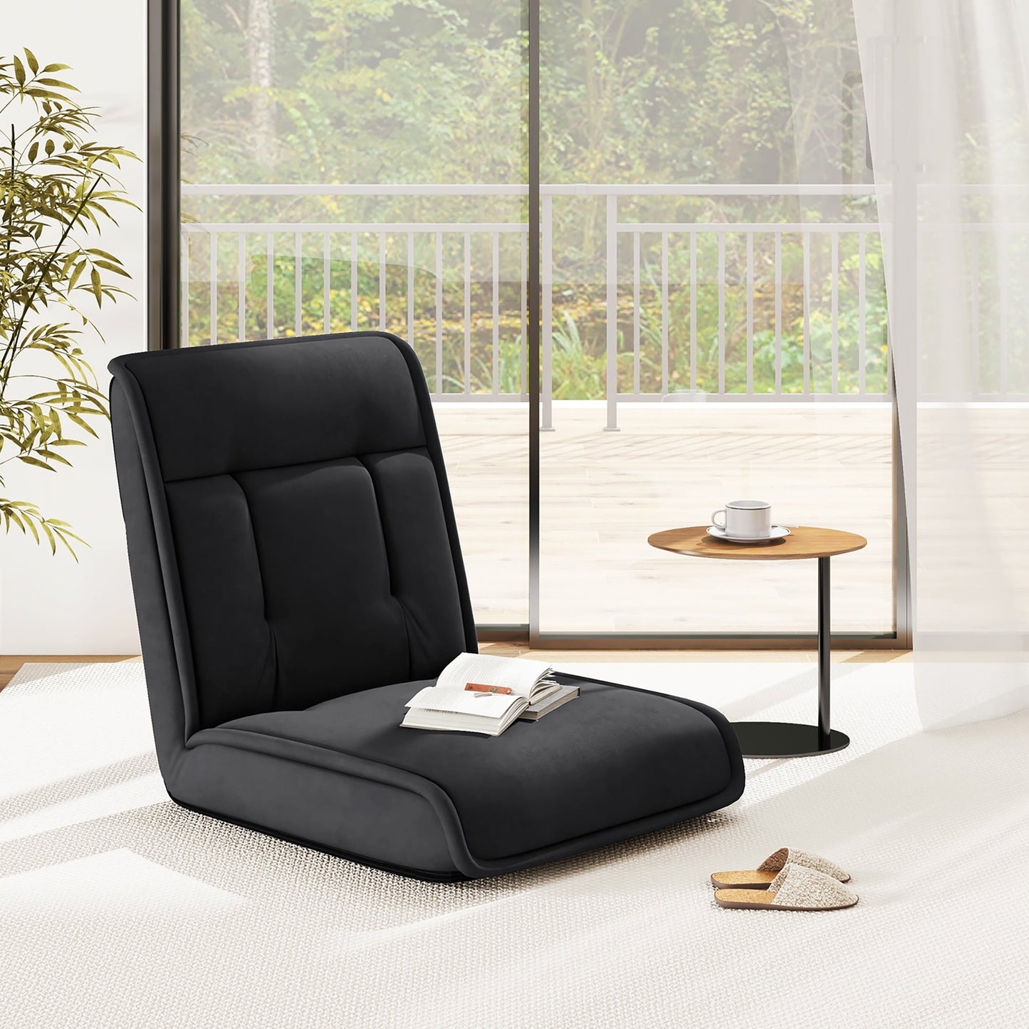 Sedia da pavimento pieghevole Gymax, poltrona trasformabile in divano pigro regolabile