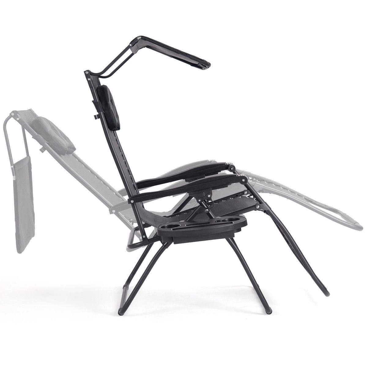 Poltrona reclinabile pieghevole Gymax Zero Gravity con tettuccio parasole