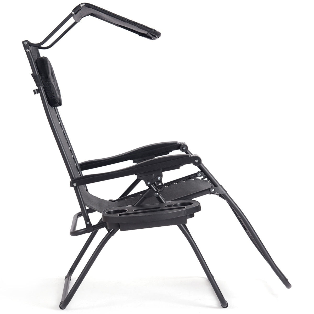 Poltrona reclinabile pieghevole Gymax Zero Gravity con tettuccio parasole