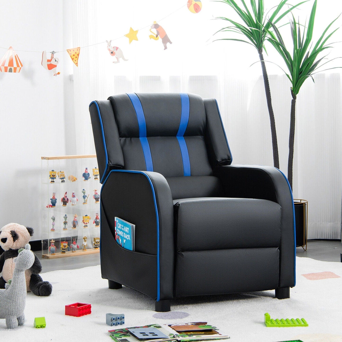 Poltrona reclinabile ergonomica in pelle con poggiapiedi per bambini Gymax