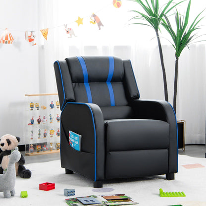 Poltrona reclinabile ergonomica in pelle con poggiapiedi per bambini Gymax