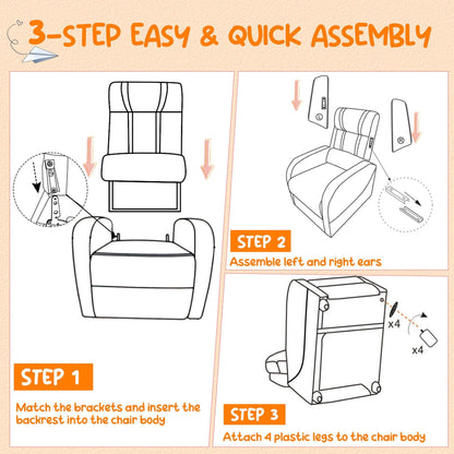 Poltrona reclinabile ergonomica in pelle con poggiapiedi per bambini Gymax