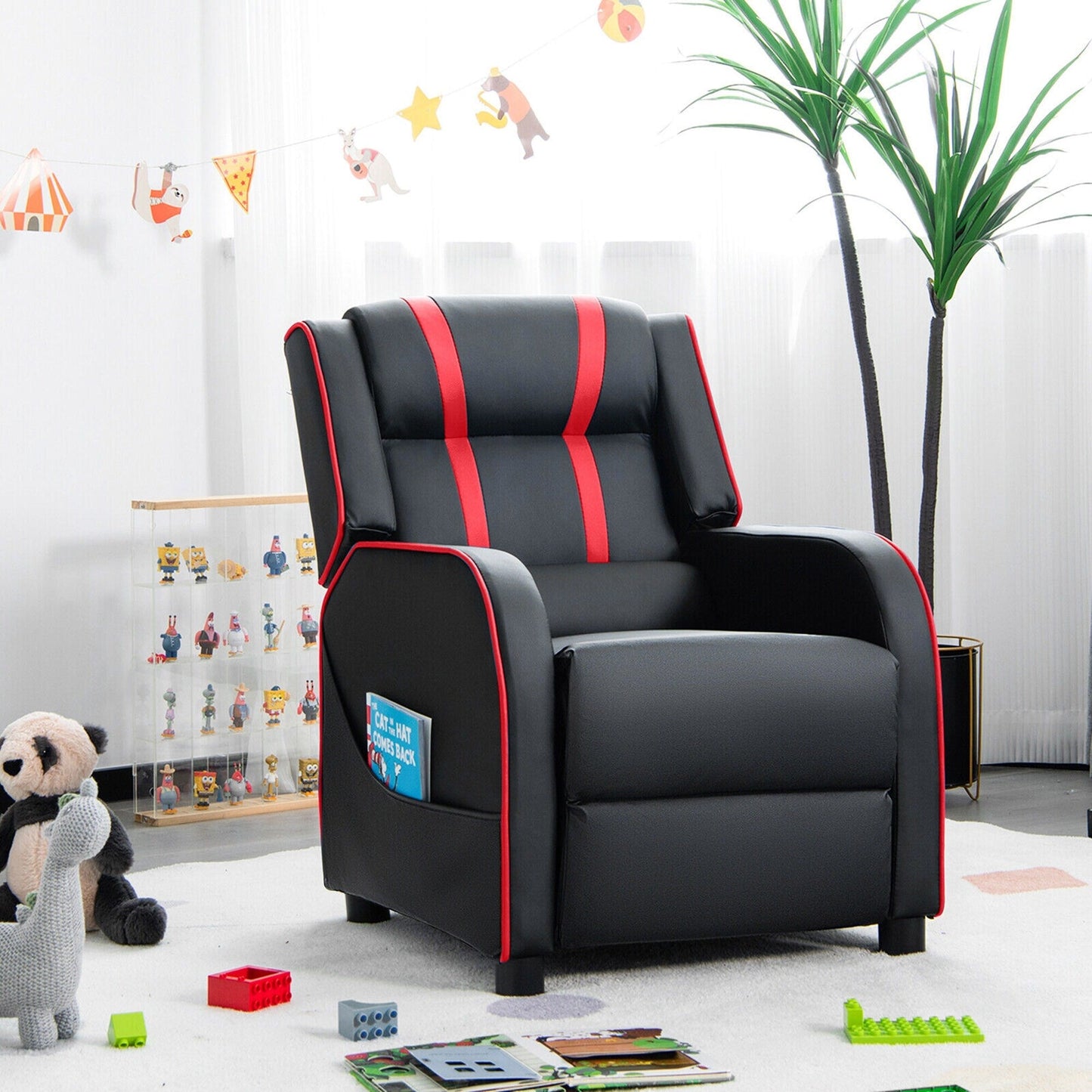 Poltrona reclinabile ergonomica in pelle con poggiapiedi per bambini Gymax