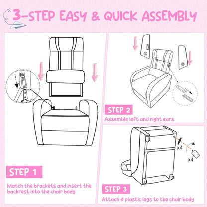 Poltrona reclinabile ergonomica in pelle con poggiapiedi per bambini Gymax