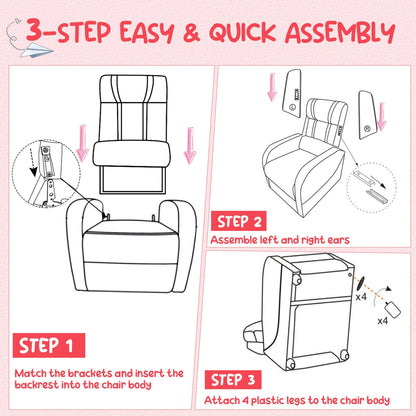 Poltrona reclinabile ergonomica in pelle con poggiapiedi per bambini Gymax