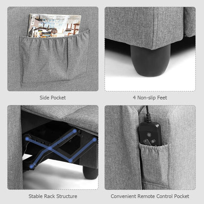 Poltrona reclinabile massaggiante Gymax con seduta singola imbottita e poggiapiedi