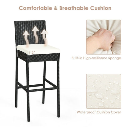 Gymax 7 pezzi set bar in rattan e vimini mobili da pranzo per patio con tavolo in legno