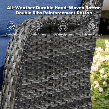 Set di 3 sedie a dondolo girevoli in rattan e vimini Gymojoy con tavolo