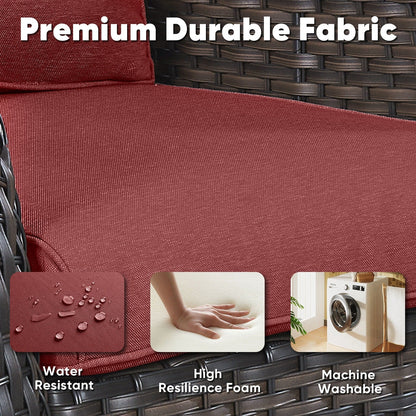 Set di 3 sedie a dondolo girevoli in rattan e vimini Gymojoy con tavolo