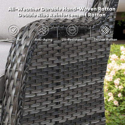 Set di 3 sedie a dondolo girevoli in rattan e vimini Gymojoy con tavolo