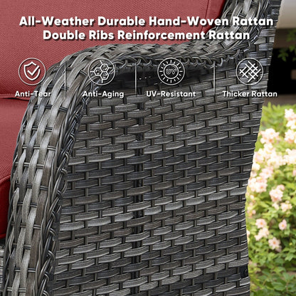 Set di 3 sedie a dondolo girevoli in rattan e vimini Gymojoy con tavolo