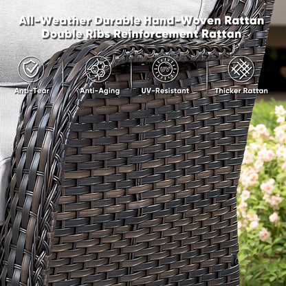 Set di 3 sedie a dondolo girevoli in rattan e vimini Gymojoy con tavolo