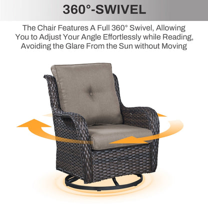 Set di mobili da esterno Gymojoy da 4 pezzi, 2 sedie girevoli, divano a 3 posti e tavolo con braciere da 55.000 BTU