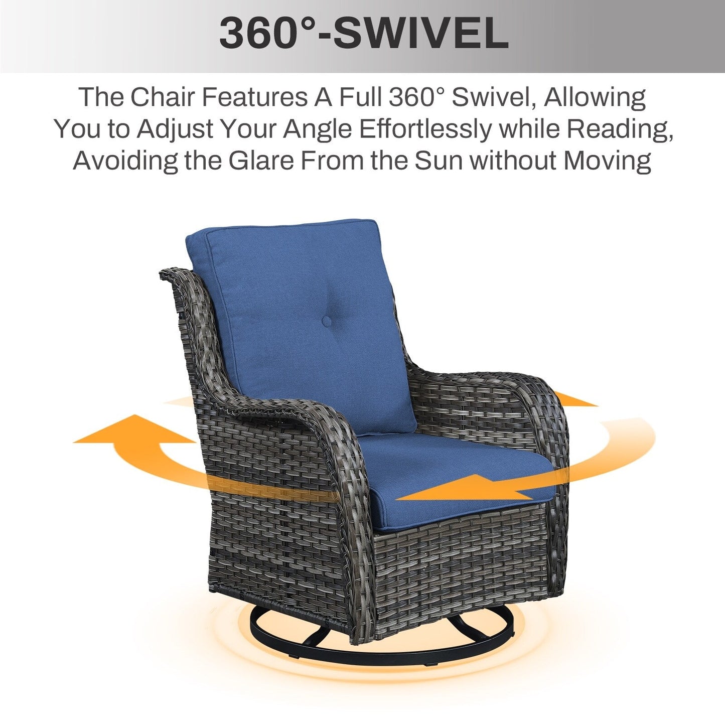 Set di mobili da esterno Gymojoy da 4 pezzi, 2 sedie girevoli, divano a 3 posti e tavolo con braciere da 55.000 BTU