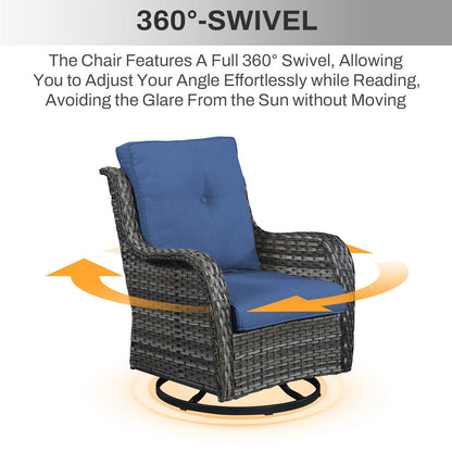 Set di mobili da esterno Gymojoy da 4 pezzi, 2 sedie girevoli, divano a 3 posti e tavolo con braciere da 55.000 BTU