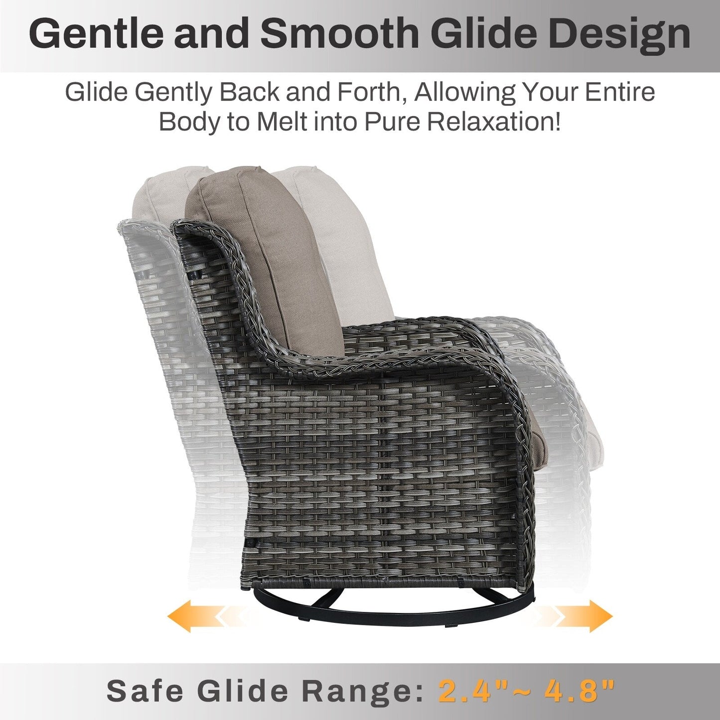 Set di mobili da esterno Gymojoy da 4 pezzi, 2 sedie girevoli, divano a 3 posti e tavolo con braciere da 55.000 BTU