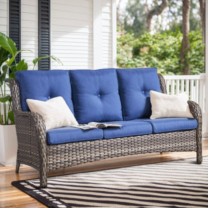 Set di mobili da esterno Gymojoy da 4 pezzi, 2 sedie girevoli, divano a 3 posti e tavolo con braciere da 55.000 BTU