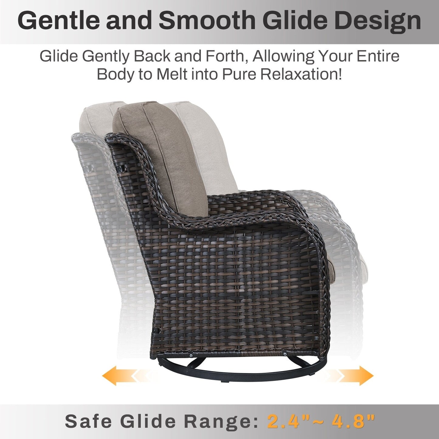 Set di mobili da esterno Gymojoy da 4 pezzi, 2 sedie girevoli, divano a 3 posti e tavolo con braciere da 55.000 BTU