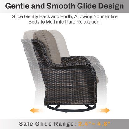 Set di mobili da esterno Gymojoy da 4 pezzi, 2 sedie girevoli, divano a 3 posti e tavolo con braciere da 55.000 BTU