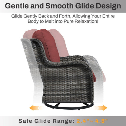 Set di mobili da esterno Gymojoy da 4 pezzi, 2 sedie girevoli, divano a 3 posti e tavolo con braciere da 55.000 BTU