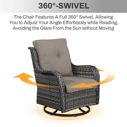 Set di mobili da esterno Gymojoy da 4 pezzi, 2 sedie girevoli, divano a 3 posti e tavolo con braciere da 55.000 BTU