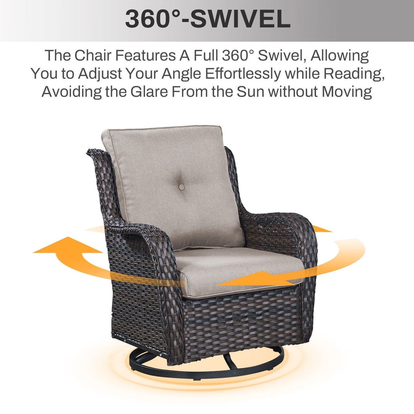 Set di mobili da esterno Gymojoy da 4 pezzi, 2 sedie girevoli, divano a 3 posti e tavolo con braciere da 55.000 BTU