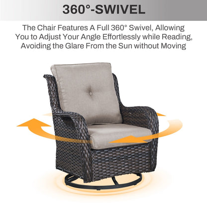 Set di mobili da esterno Gymojoy da 4 pezzi, 2 sedie girevoli, divano a 3 posti e tavolo con braciere da 55.000 BTU