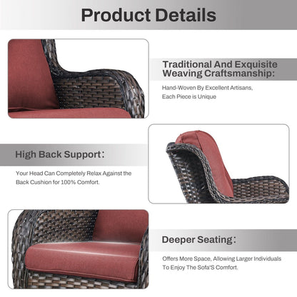 Set di mobili da esterno Gymojoy da 4 pezzi, 2 sedie girevoli, divano a 3 posti e tavolo con braciere da 55.000 BTU