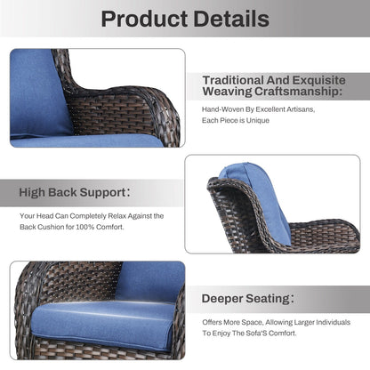 Set di mobili da esterno Gymojoy da 4 pezzi, 2 sedie girevoli, divano a 3 posti e tavolo con braciere da 55.000 BTU