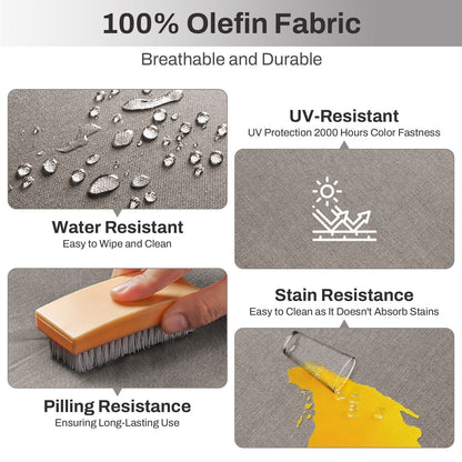 Set di mobili da esterno Gymojoy da 4 pezzi, 2 sedie girevoli, divano a 3 posti e tavolo con braciere da 55.000 BTU