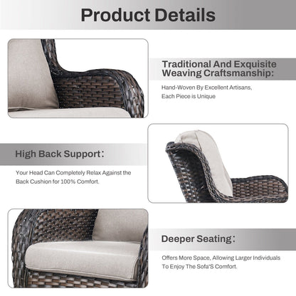 Set di mobili da esterno Gymojoy da 4 pezzi, 2 sedie girevoli, divano a 3 posti e tavolo con braciere da 55.000 BTU