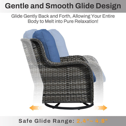 Set di mobili da esterno Gymojoy da 4 pezzi, 2 sedie girevoli, divano a 3 posti e tavolo con braciere da 55.000 BTU