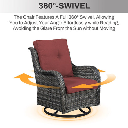 Set di mobili da esterno Gymojoy da 4 pezzi, 2 sedie girevoli, divano a 3 posti e tavolo con braciere da 55.000 BTU