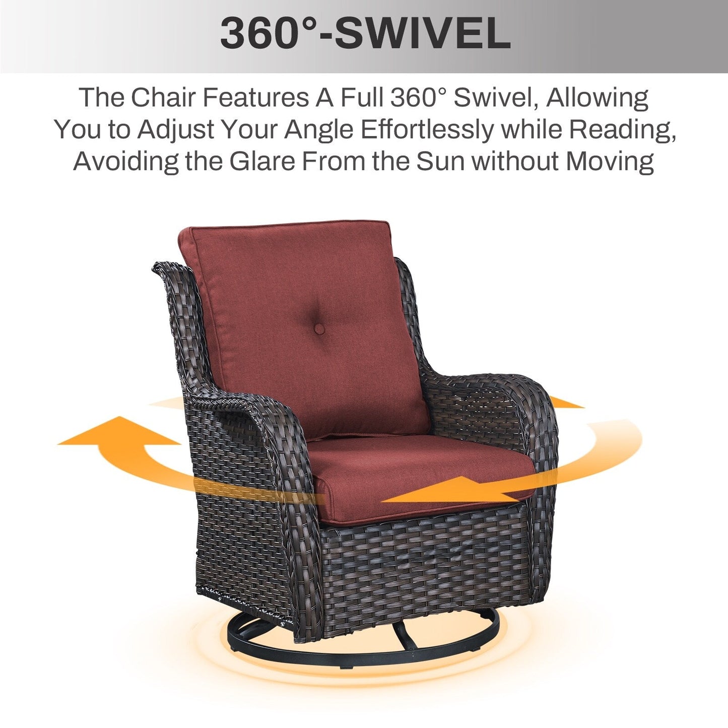 Set di mobili da esterno Gymojoy da 4 pezzi, 2 sedie girevoli, divano a 3 posti e tavolo con braciere da 55.000 BTU